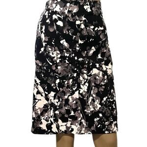Adrianna Papell 10 black floral career pencil skirt medium SK 7020